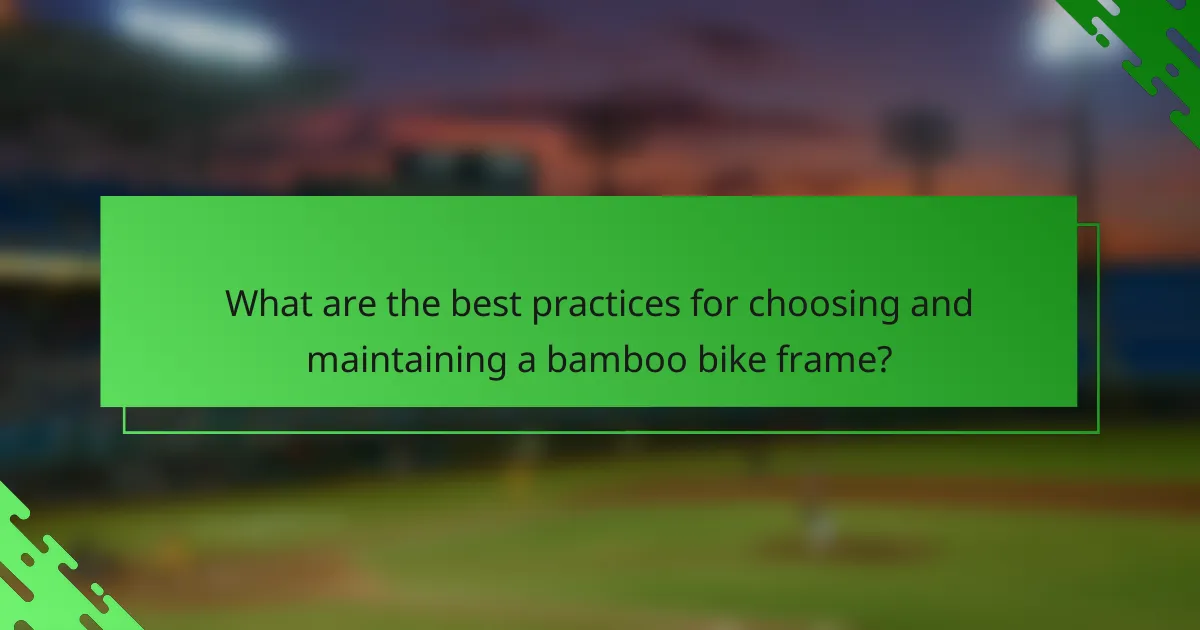 What are the best practices for choosing and maintaining a bamboo bike frame?
